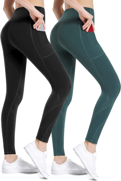 High Waisted Tummy Control Leggings-Yoga-Pants with Pockets Leggings for Women Workout Squat Proof Tights